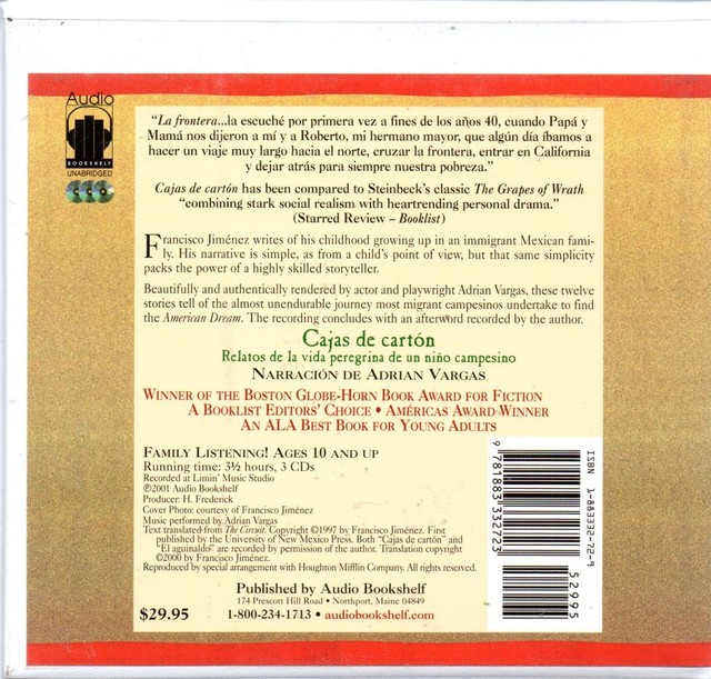 Cajas de Cartón by Francisco Jiménez (2001, Compact Disc, Unabridged