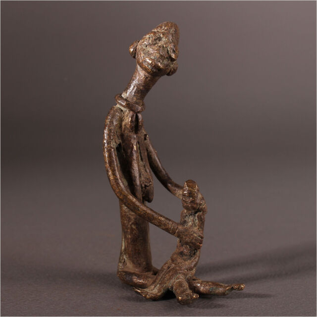 12251 Dogon Bronze Figure Mali Lost Form Maternity