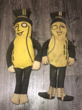 Lot of 2 Vintage Planters Mr. Peanut Stuffed Rag Dolls Advertising Rare History