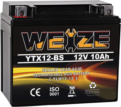 YTX12-BS AGM Motorcycle Battery - Maintenance Free for Honda, Kawasaki, Suzuki