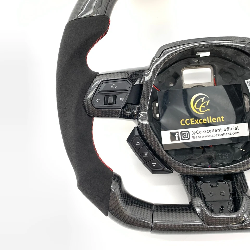 For Lamborghini Huracan 2015-2024 Alcantara Real Carbon Fiber LED Steering Wheel - Image 3 of 4