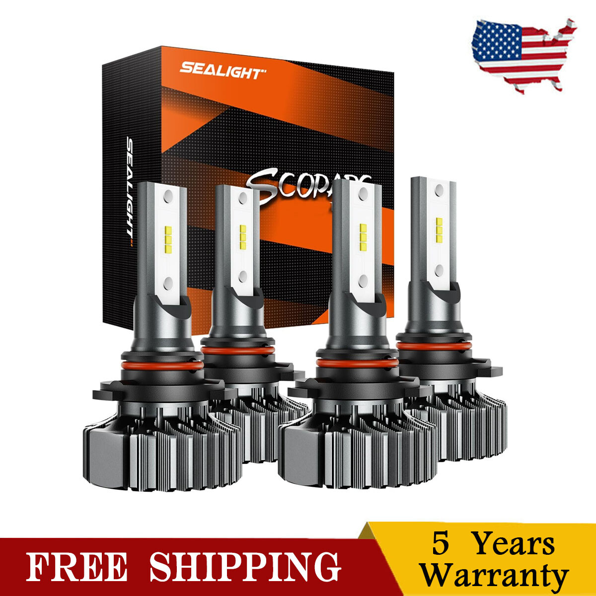 SEALIGHT 4pc LED Headlight Bulbs High/Low Beam 9005 9006 For Chevrolet Silverado