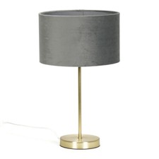 Gold Table Lamp Metal Stem Velvet Lampshade Bedside Living Room Light LED Bulb