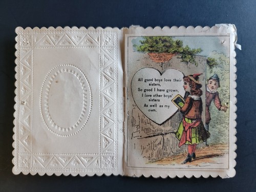 Adorable querubín bebé vintage 1889 hermana de encaje San Valentín - Imagen 3 de 3