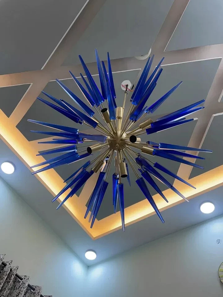 Lámpara de techo italiana Sputnik cubo multicolor de Murano de mediados de siglo de 1950 Foto 2 de 4