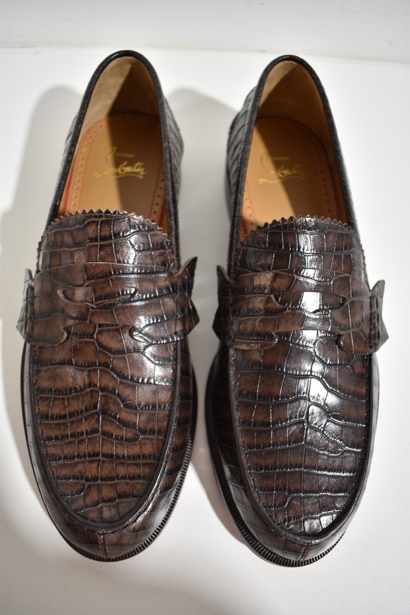 Christian Louboutin No Penny Flat Brown Expresso Croc  display picture 1