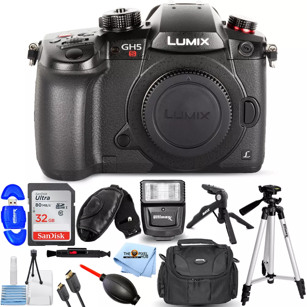 Panasonic Lumix DC-GH5S Mirrorless Digital Camera + 32GB + Flash + Tripod  Bundle