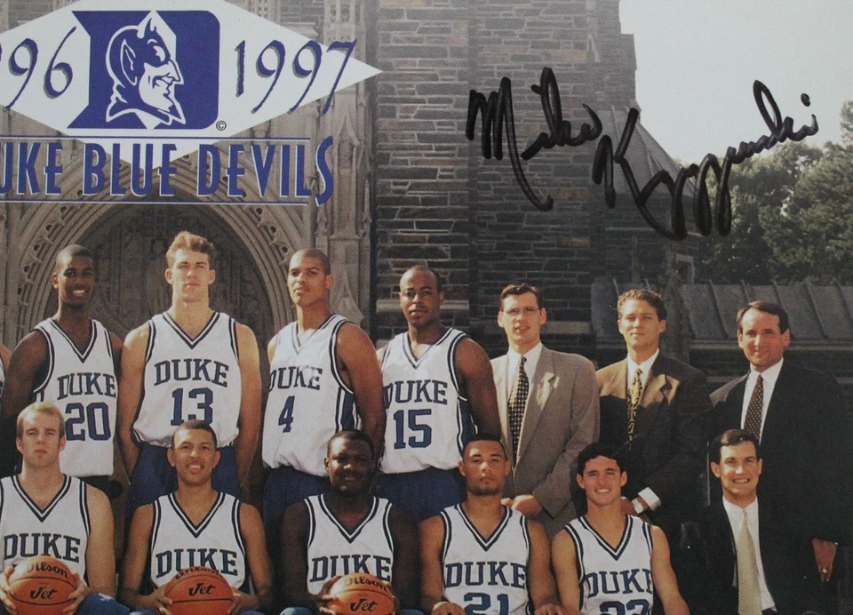 Mike Krzyzewski Signed Autograph Coach K 1996-97 Duke Basketball Team Photo JSA - Image 3 of 4