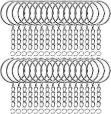 50PCS Bulk Keychains Set, Split Keychains Rings with Chain 1 Inch, Key Rings,