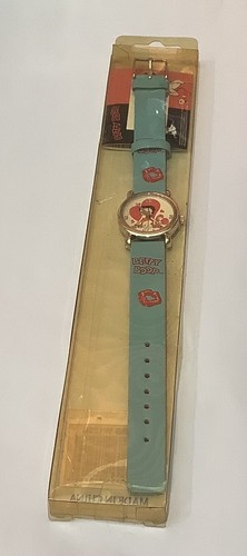 BETTY BOOP & PUDGY PUP Hearts Vintage WRIST WATCH Blue Adjustable Band NEW! - Picture 2 of 5