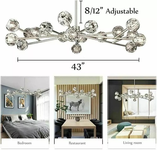 Modern Crystal Flush Mount Ceiling Light Sputnik LED Chandelier Pendant Fixture - Picture 6 of 37