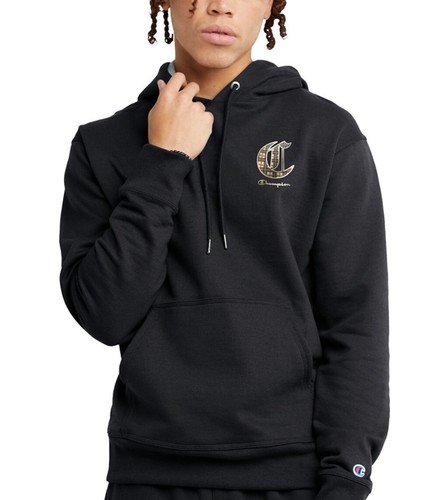 Champion Men's Powerblend Graphic Big C Pullover Hoodie Sweatshirt Medium Black - 第 1/4 張圖片