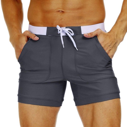 Men's Swim Trunks with Mesh Liner Quick Dry Beach Shorts Summer Surfing Bathing - Picture 32 of 60