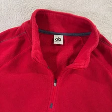 Alo Yoga Fleece Jacket Womens 2XL Red Gray Soft Long Sleeve Quarter Zip Pullover