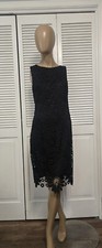 #572 Classic Sheath Dress Black Lace Womens Sz 12 Career  EUC