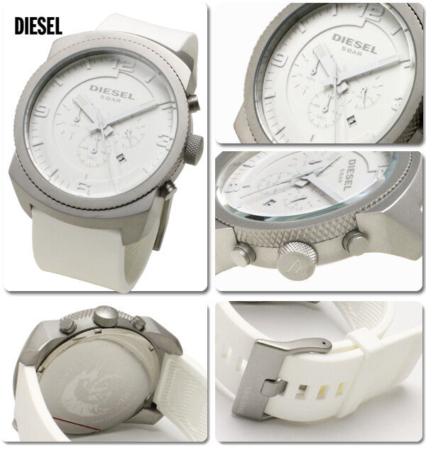 NEW DIESEL SILVER TONE ,WHITE SILICONE BAND CHRONOGRAPH NEW DIESEL SILVER TONE ,WHITE SILICONE BAND CHRONOGRAPH