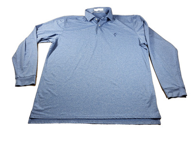 Holderness & Bourne The Farrell Long Sleeve Polo Shirt XL Heathered Cobalt Blue