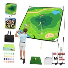 Golf Chipping Game Mat, 59x59 inch Double Sided Golf Hitting Mat Outdoor