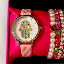 NIB Betsey Johnson Mystic Hamsa Eye Watch with 5 Bracelets Box Gift Set NWT