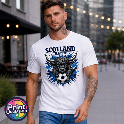 Schottland 2026 Tee WM Highland Cow T-Shirt Unisex Fußball Fan Tee S-2XL