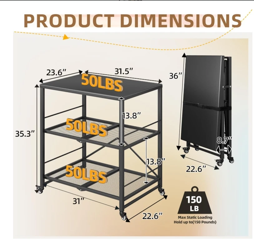 Mesa de Parrilla Exterior, Soporte para Horno de Pizza de 3 Niveles Acero al Carbono Mesa de Preparación para Barbacoa, Negra Foto 3 de 4