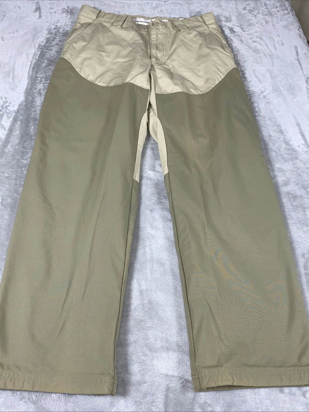 L.L.Bean Trail Pants Mens 32 X30 Beige Green Cotton Nylon Outdoor Trekking