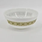 Vintage PYREX 404 Verde Floral Square Flowers 4 Qt Mixing Bowl White Green