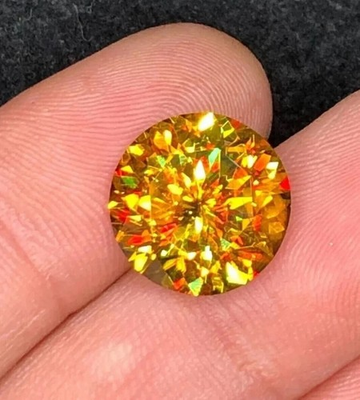 #ad 5 Ct Natural Full Fire Sphene Titanite Round Cut Certified Loose Gemstone $149.99