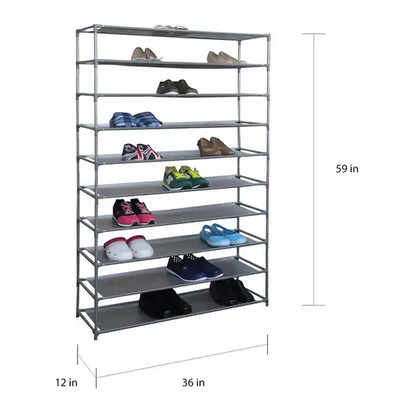 Home Basics Grey 50-pair Shoe Rack Storage Shelving