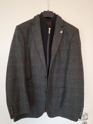 Barutti Tweed-Sakko Grau-grün, Größe 52 Schurwolle Kaschmir
