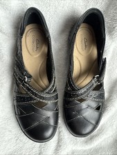Clarks Collection Ashland Spin Q Comfort Black Leather Mary Jane Women 5 Shoes