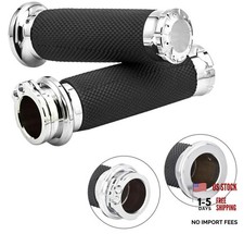 1 Inch Motorcycle Hand Grips Handlebar Grips Cable Throttle Compatible Chrome