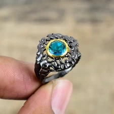 Paraiba Tourmaline - Brazil 925 Sterling Silver Ring S.7.5 R8705