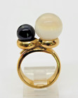 VTG 1970 CHRISTIAN DIOR SIGNED GERMANY GOLDTONE ONYX & MOONSTONE RING SZ 5 1/2 — photo 4