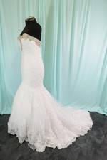 Allure 2667 White Lace Beaded Mermaid Strapless Wedding Dress 10, 10p Altered