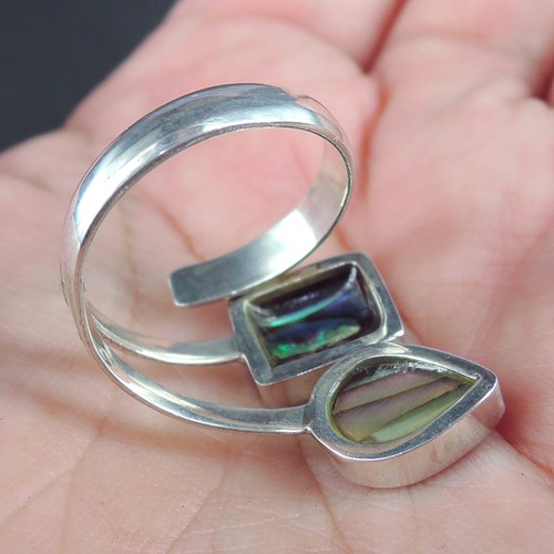 925 Sterling Silver Natural Paua Abalone Shell Ring Jewellery Size P-UK, 8-USA - Picture 6 of 7