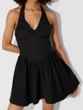 NEW Wild Fable Women's Halter Mini Skater Dress Black Size Large