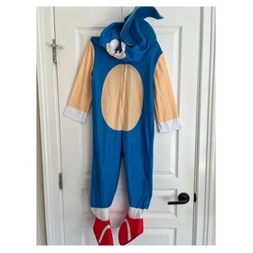 Rubies Official Sonic The Hedgehog Kids Blue Hooded Jumpsuit Halloween Costume M