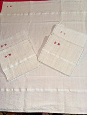 5 torchons anciens pur lin liteaux blancs    83 cm x 70 cm, réf T226