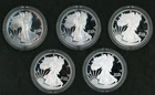 American Eagle 1oz Silver Proof Coins Lot of 5 Encased no COA/Box