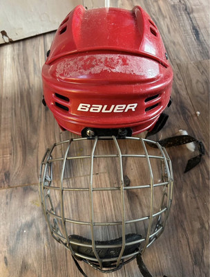 Bauer Red Ice Hockey Helmet Full Face Mask Cage for Ice Hockey Protective Gear