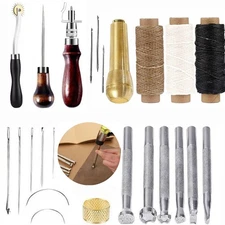 Vintage Leather Craft Tool Kit Stitching Sewing Beveler Punch DIY Work Hand Tool