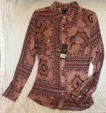 Wrangler Retro Shirt Pearl Snap SZ XS Women's Southwestern Cowgirl Rodeo NWT