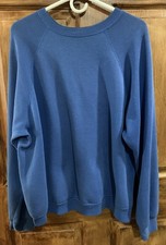 VTG 80s/90s Tultex Sweatshirt Primary Blue Blank Raglan Crewneck Mens Sz XL USA