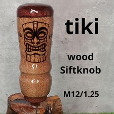 Wood Shift Knob Tiki Pattern Handmade Natural Wood Unique 108mm