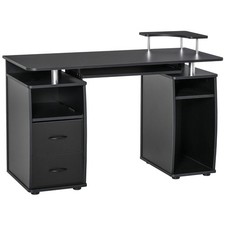 Computer Office Desk Workstation with Keyboard Tray Drawer Shelf Black