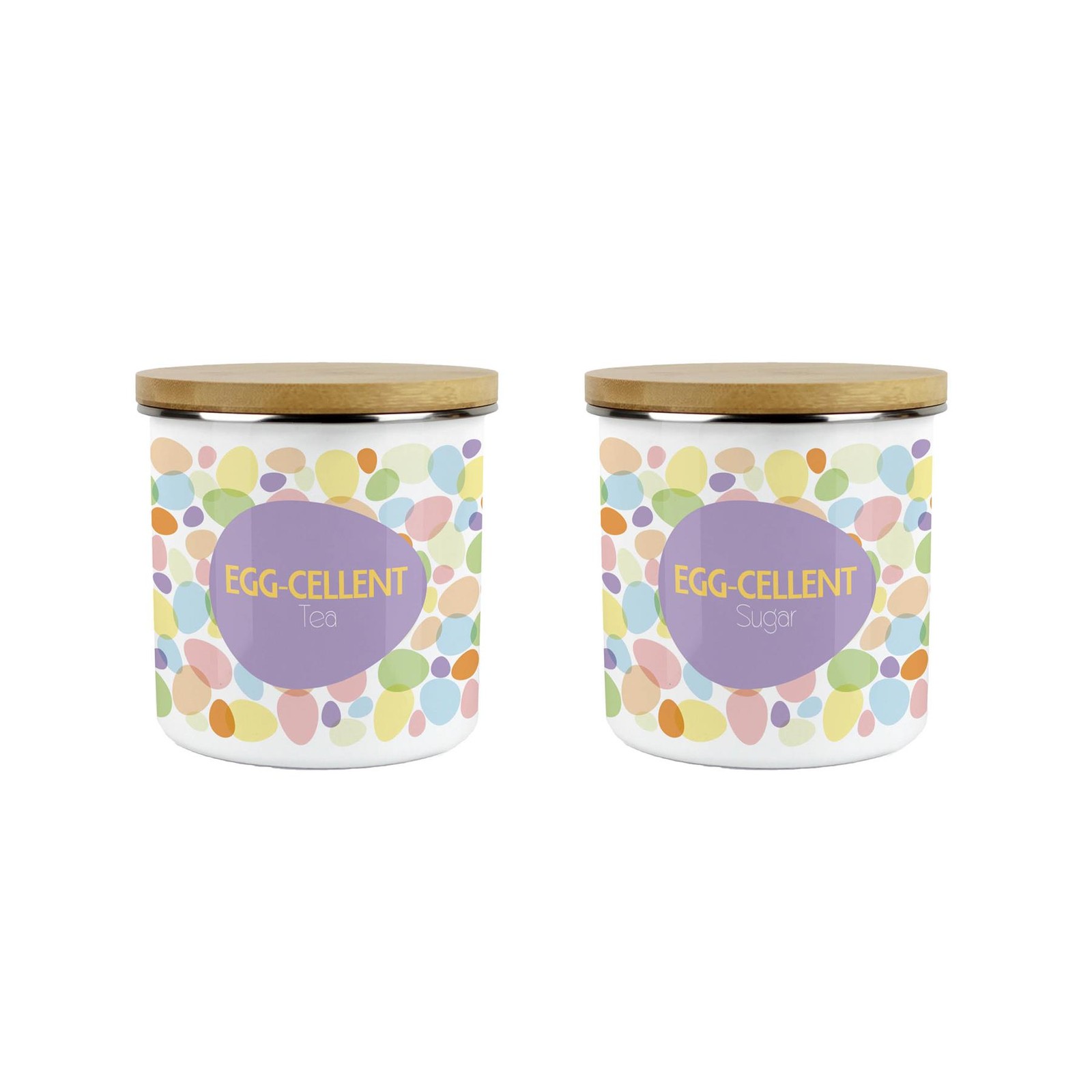 Colourful Easter Eggs Tea & Sugar Canisters - Seasonal Kitchen Caddies
