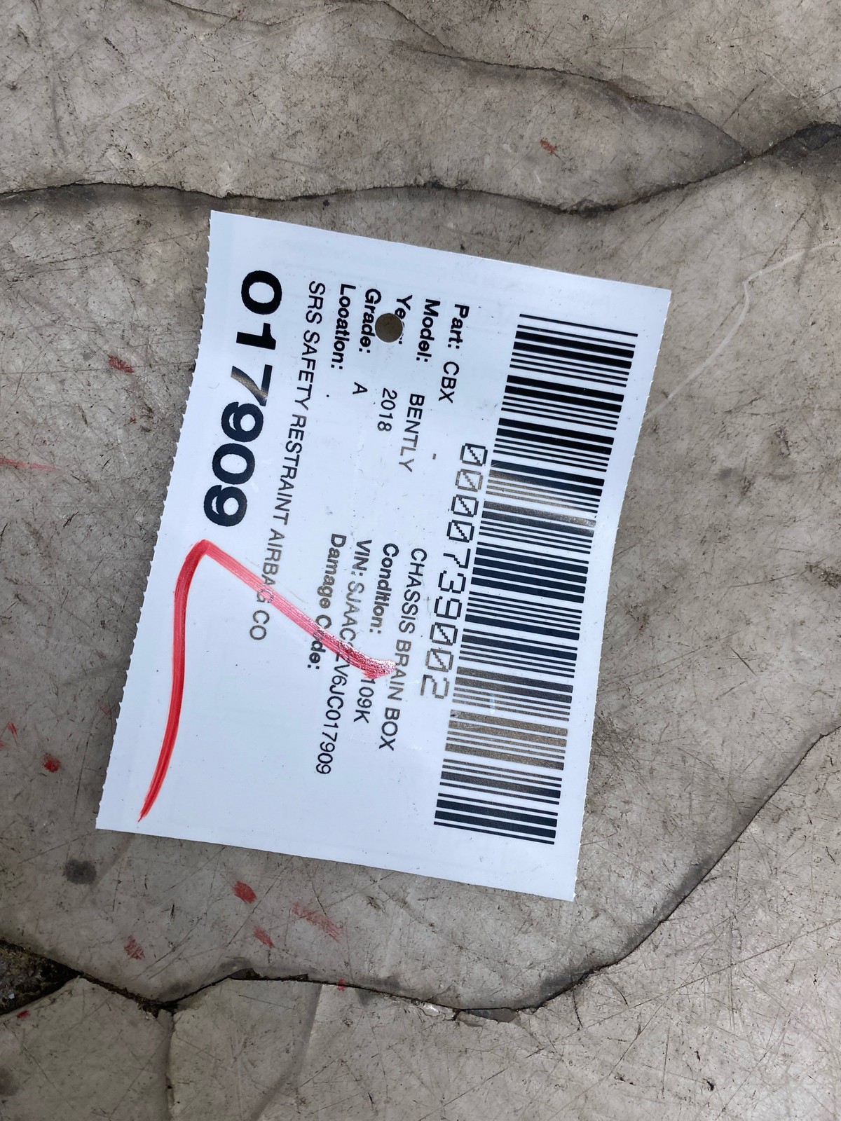 2015-2020 BENTLEY BENTAYGA SRS SAFETY AIR RESTRAINT BAG MODULE UNIT 4M0959655F