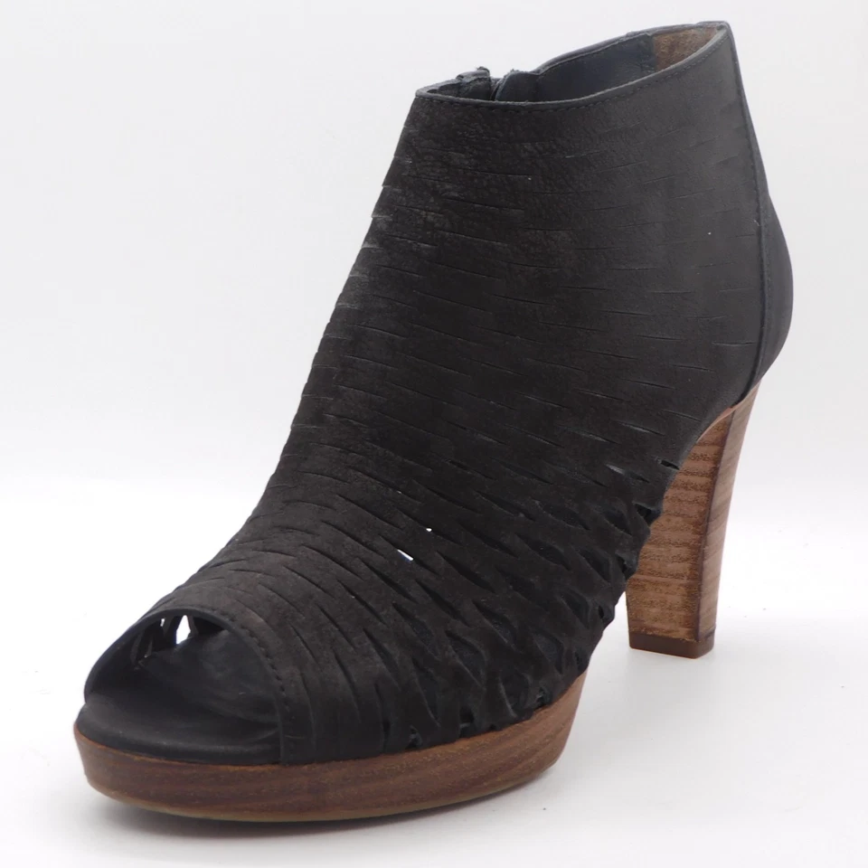 Paul Green Footwear Leather Ankle Boot Side Zip Peep Toe Logo Size EU 38 US 7.5 - Image 2 of 4