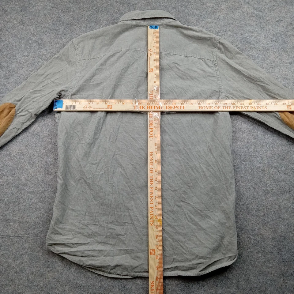 Camisa Buffalo David Bitton Para Hombres Grande Gris Pana Con Botones Codo Parches Foto 4 de 4